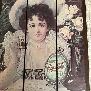 Coca-Cola Vintage Lady in Black and White with Roses